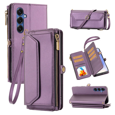 Wallet Protective Case for Samsung S26/S25/S24/S23/S22/S21 Ultra Cross-Shoulder Strap Protective Cover with Multiple Card Slots for Coins Faux Leather Phone Case