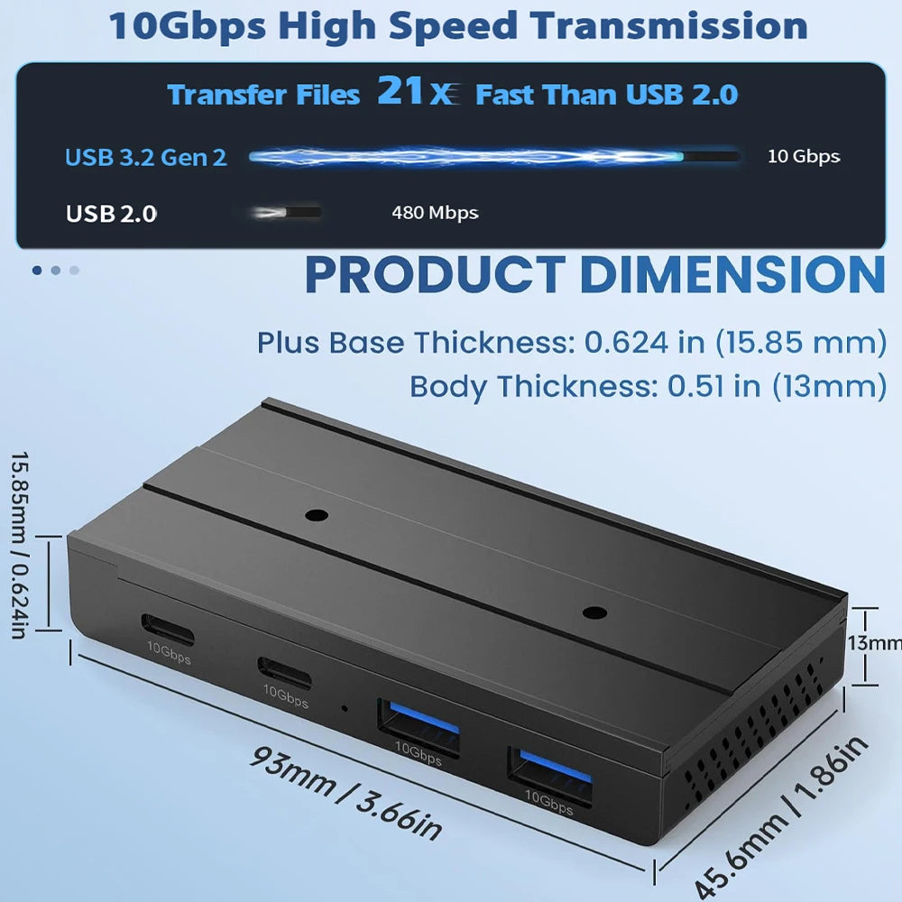 10Gbps USB HUB Desk Magnetic USB3.2 Splitter Adapter High Speed Data Transfer For MacBook Pro iMac Pro PC Laptops Accessories