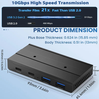 10Gbps USB HUB Desk Magnetic USB3.2 Splitter Adapter High Speed Data Transfer For MacBook Pro iMac Pro PC Laptops Accessories