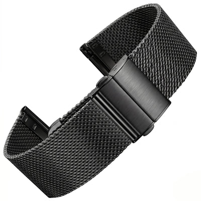 Premium Stainless Steel Mesh Watch Band 16-22mm Deployment Folding Clasp Universal Metal Bracelet Men Women Accessories