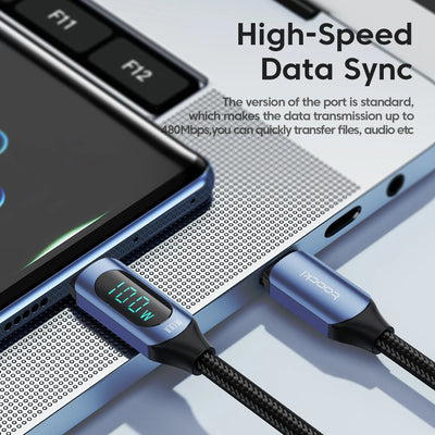 Toocki Type C to Type C Cable 100W PD Fast Charging Charger USB C to USB C Display Cable For iPhone Samsung Huawei OPPO ViVO