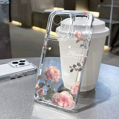 Flower Phone Case For iPhone 17 16 18 13 11 14 12 15 Pro Max Air 16e 7 Plus SE Shockproof Transparent Cover Silicone Soft Funda