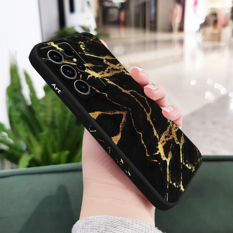 Marble Texture Phone Case For Samsung Galaxy S25 S24 S23 S22 S21 S20 S10 S10E Ultra Plus FE Note 20 Ultra 10 Plus Cover