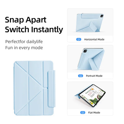 Case for iPad Mini 6/7 & Air 13-inch! Magnetic Closure Double-Sided Folio, Y-Fold Multi-Angle, Auto Wake/Sleep Smart Cover