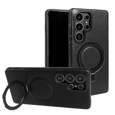 Luxury Magnetic Ring Genuine Leather Case for Samsung Galaxy S26 Ultra S24 S25edg S23 S22 S21 S20 S23 Stand Bracket Phone Cases