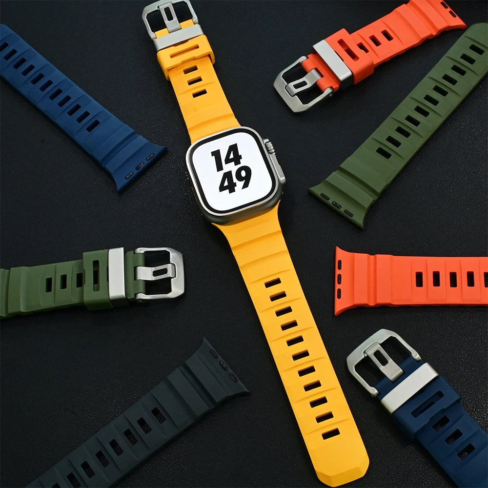 Trail Silicone Band for Apple Watch Ultra 4 3 2 49mm Strap 46mm 45mm 44mm Sport Bracelet iWatch Series 12 11 10 Ultra 9 8 7 SE3