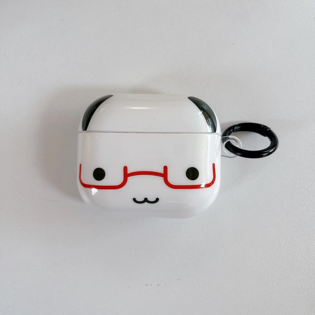 Fun Cute Monkey Panda Glasses With Hook Shockproof Protective Earphone Cover Case for AirPods 1 or 2 3 4 5 Pro 2 Pro 3