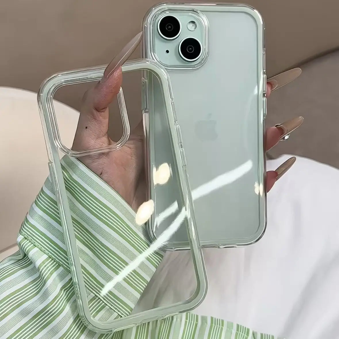 Luxury Candy Color Frame Clear Back Phone Case For iPhone 18 17 16 15 14 13 12 Pro Max 11 16PLUS Acrylic Shockproof Bumper Cover