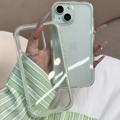 Luxury Candy Color Frame Clear Back Phone Case For iPhone 18 17 16 15 14 13 12 Pro Max 11 16PLUS Acrylic Shockproof Bumper Cover