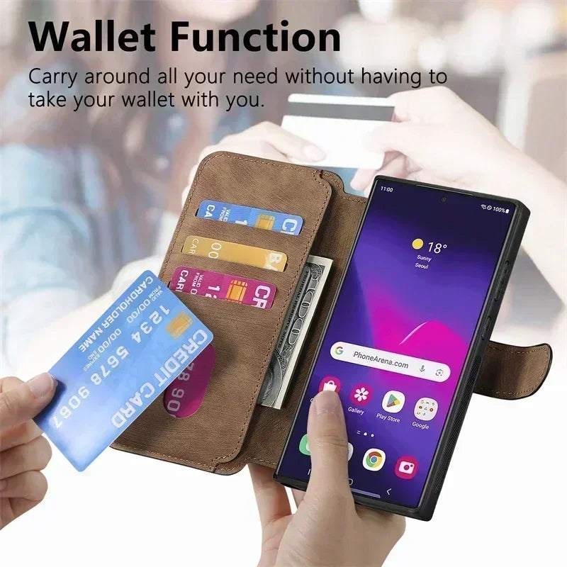Magnetic 2 In 1 Detachable Flip Card Wallet Case For Magsafe Samsung Galaxy S26 S25 S24 S23 FE S22 S21 Ultra Note20 Plus A56 A36