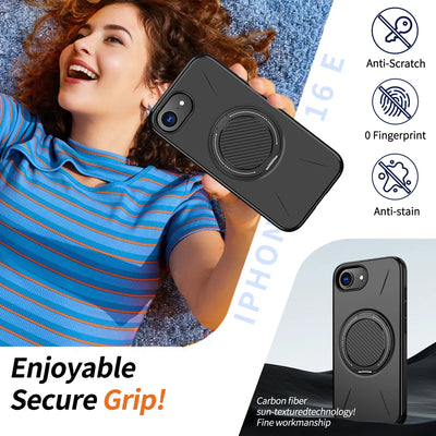 Phone Case For iPhone 17E 16E 360° Rotating Magnetic Stand Holder For Magsafe Deluxe Shockproof Bracket Covers Armor Fundas