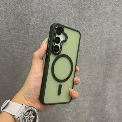 Luxury Matte Magnetic Lanyard Case for Samsung Galaxy S26 S25 Ultra S23 Plus S24 FE Hand Wrist Strap Frosted Shockproof Cover