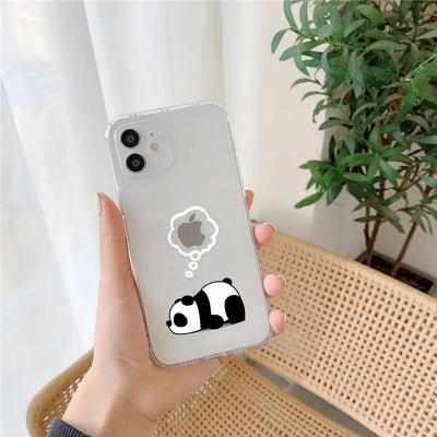 Funny Animal Couple Phone Case for iPhone 17 16 11 12 14 13 15 Pro Max Mini SE4 7 8 Plus 17E Clear Cover Cute Panda Sloth Funda