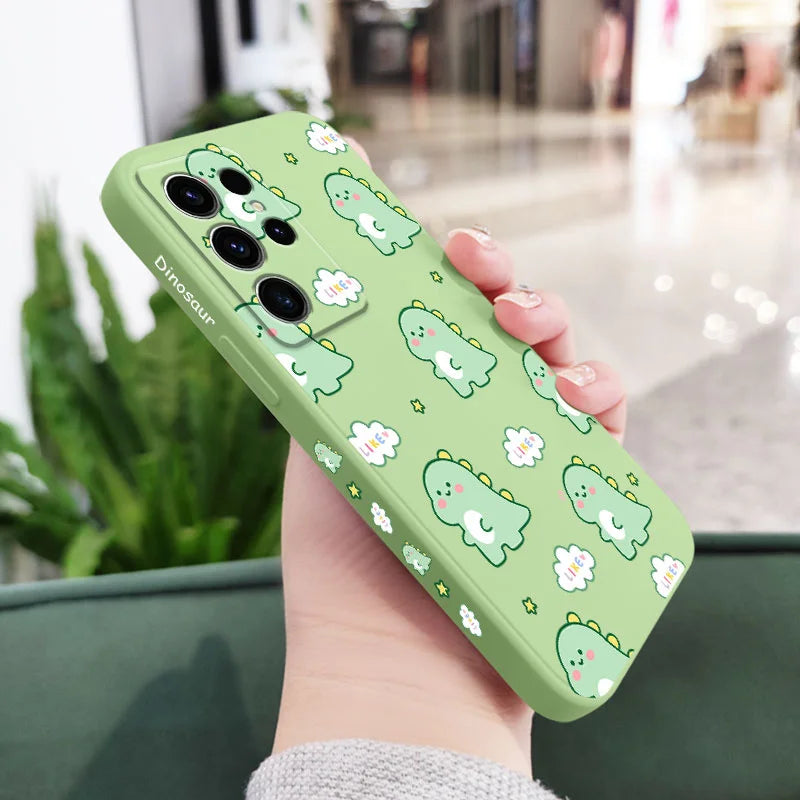 Cloud Dinosaur Phone Case For Samsung Galaxy S25FE S24 S23 S22 S21 S20 S10 S10E Ultra Plus FE Note 20 Ultra 10 Plus Cover