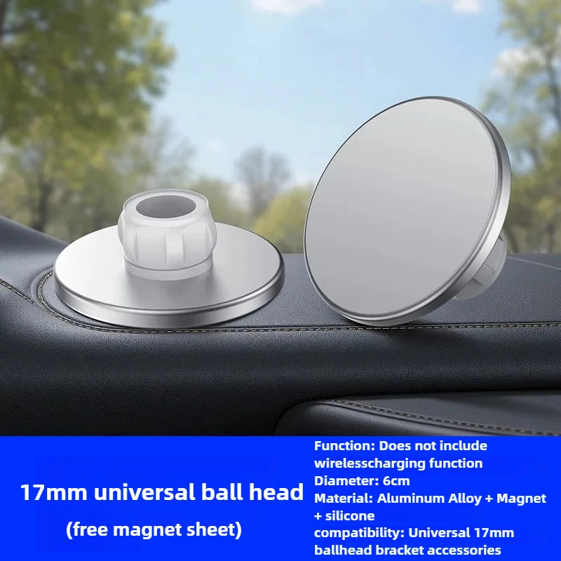 Strong Magnetic Car Phone Holder Aluminum 17mm Ball Mount Base Hands Free Driving Dashboard Windshield Installation Accessories