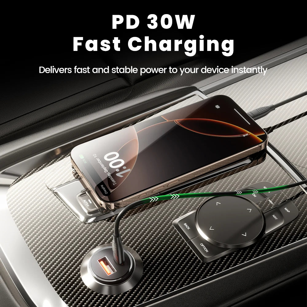 Toocki 30W Car Charger Fast Charing USB Type C PD QC3.0 For iPhone Smausng Xiaomi Huawei Honor Realme USB C Car Phone Charger