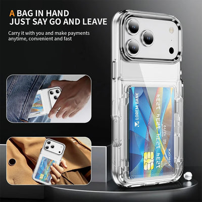 Clear Card Slot Phone Case - Soft Protective Wallet Case with Bank Card Sleeve for iPhone 18,17,16,15,14,13,12,11,XR/Air/Plus/Pro/Pro Max Series, With Full-Body Double Protection.