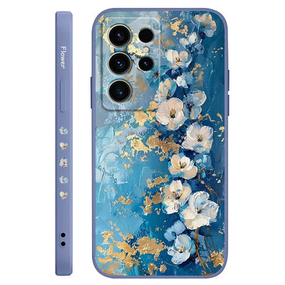 Gold Leaf Flower Phone Case For Samsung Galaxy S25 FE S24 S23 S22 S21 S20 S10 S10E Ultra Plus FE Note 20 Ultra Plus Cover
