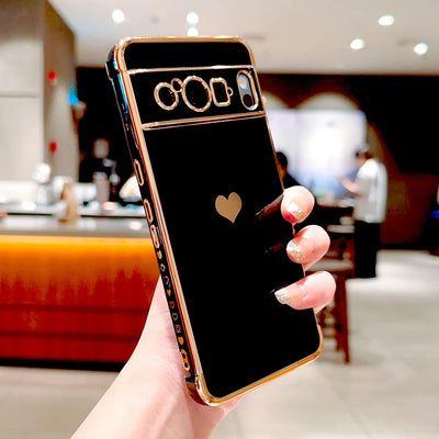 Plating TPU Case For Google Pixel 10 9 8 Pro XL 7A 8A 8Pro 9Pro For Pixel 9 8 Pro XL 8A Full Protective Soft Cover Love Heart