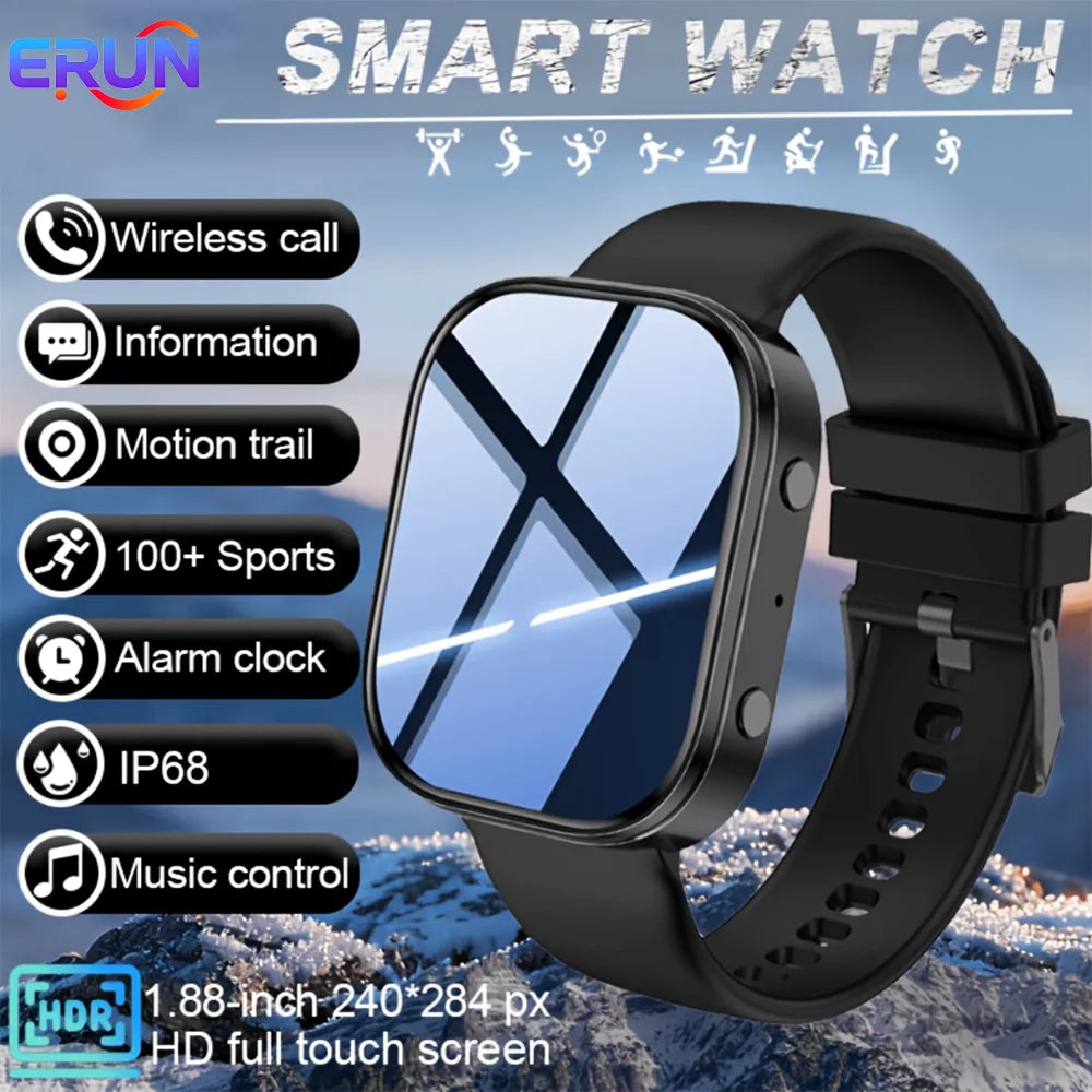 Smart Watch With Wireless Calling, 1.88 TFT Display, Multiple Sports Modes, Call and Message Notifications, AI Voice Control, Sleep & Music Monitoring, Remote Camera, Alarm Clock, Calculator, USB Rechargeable Lithium Polymer