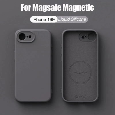 Luxury Magnetic Original Soft Liquid Silicone Phone Case For iPhone 17E 16E Shell For Magsafe Matte Skin Feel Back Cover Funda
