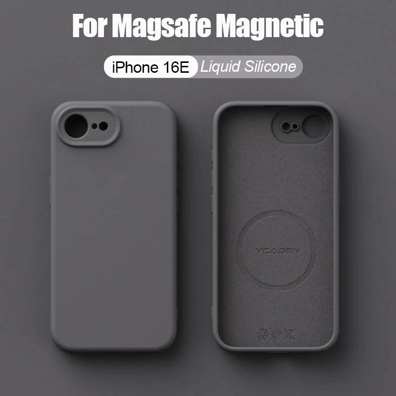 Luxury Magnetic Original Soft Liquid Silicone Phone Case For iPhone 17E 16E Shell For Magsafe Matte Skin Feel Back Cover Funda