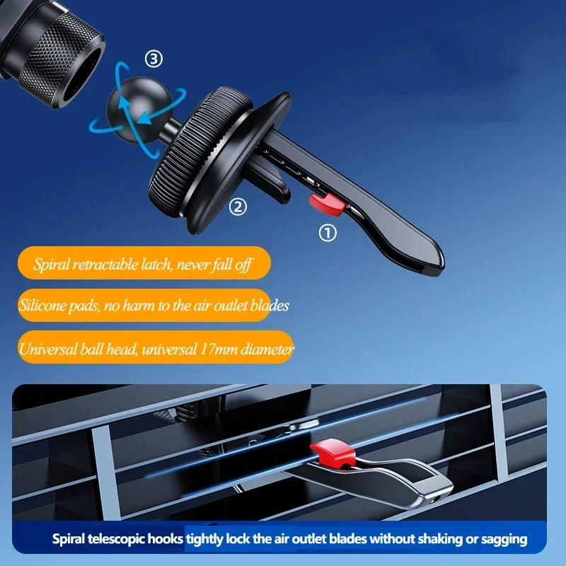 Eary Carbon Alloy Car Phone Holder Mount Super Stable Air Vent 360° Rotation for iPhone Samsung S25 Z Fold 7 6 5 Car Accessories
