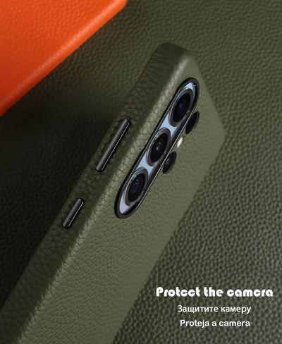 Premium Magnet for Magsafe Case For Samsung Galaxy S25 Ultra S23 S24 Genuine Leather Cover Magnetic Funda Cases Full Coverage