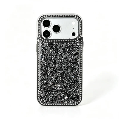 Luxury Dense Colorful Glitter Rhinestone Trim Phone Case, High Shine Glam Sparkling Crystal Decor Protective Cover Compatible with iPhone 11 12 13 14 15 16 17 Series