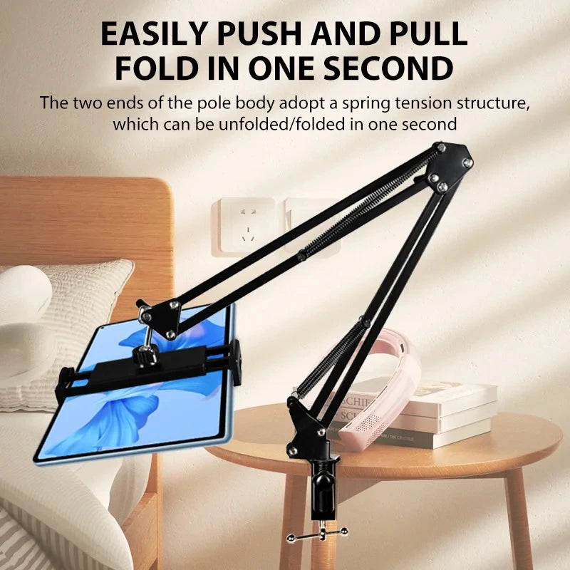 360 °   Adjustable Tablet Phone Stand Rotatable Long Arm Metal Holder for 4-11 Inch iPad iPhone Xiaomi Huawei Samsung