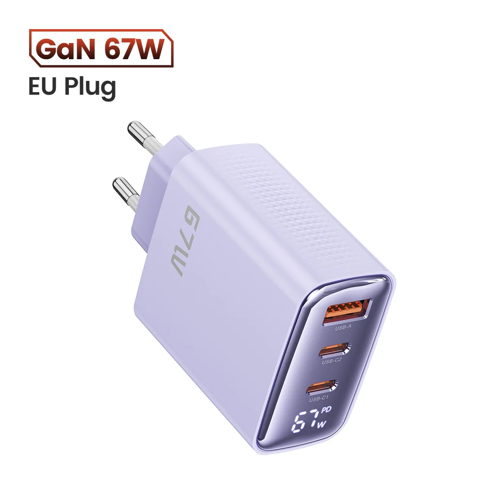 Toocki 67W GaN Charger Digital Display Quick Charge 4.0 3.0 Fast Type C USB Charger for Laptop iPhone Samsung Xiaomi Realme POCO