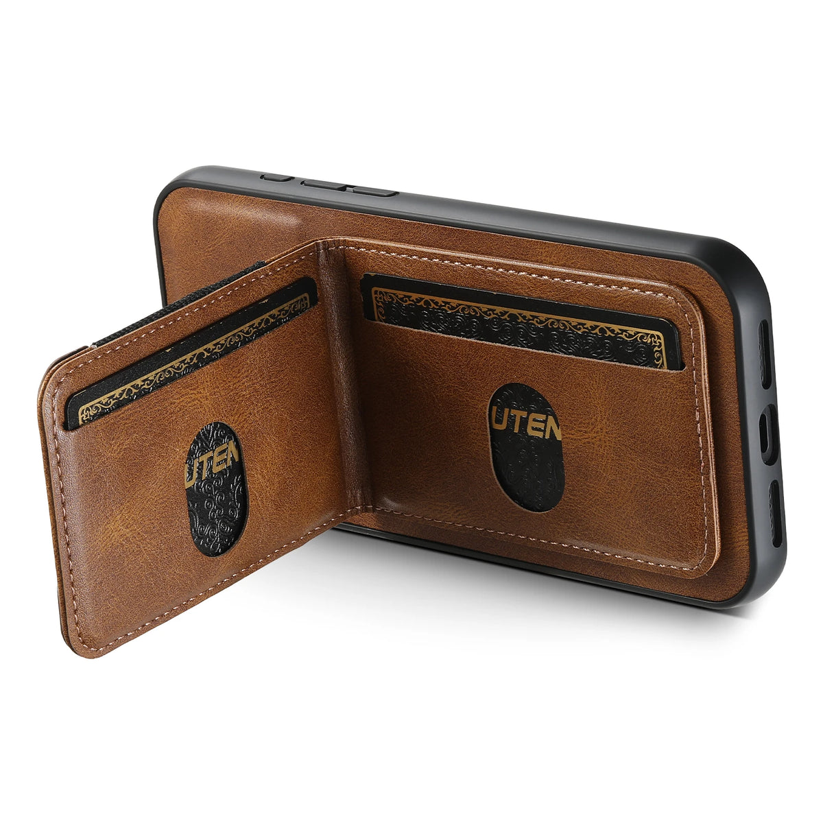 SUTENI Card Holder Smooth Texture Phone Case Elastic Band Luxury Faux Leather Stand For iPhone 18 Pro Max 17 16 Plus 15 14 13 12