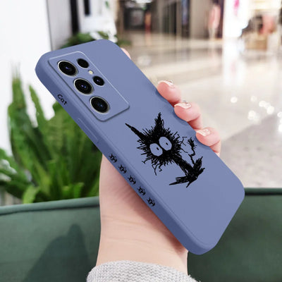 Scrawled Cat Phone Case For Samsung Galaxy S25FE S24 S23 S22 S21 S20 S10 S10E Ultra Plus FE Note 20 Ultra 10 Plus Cover