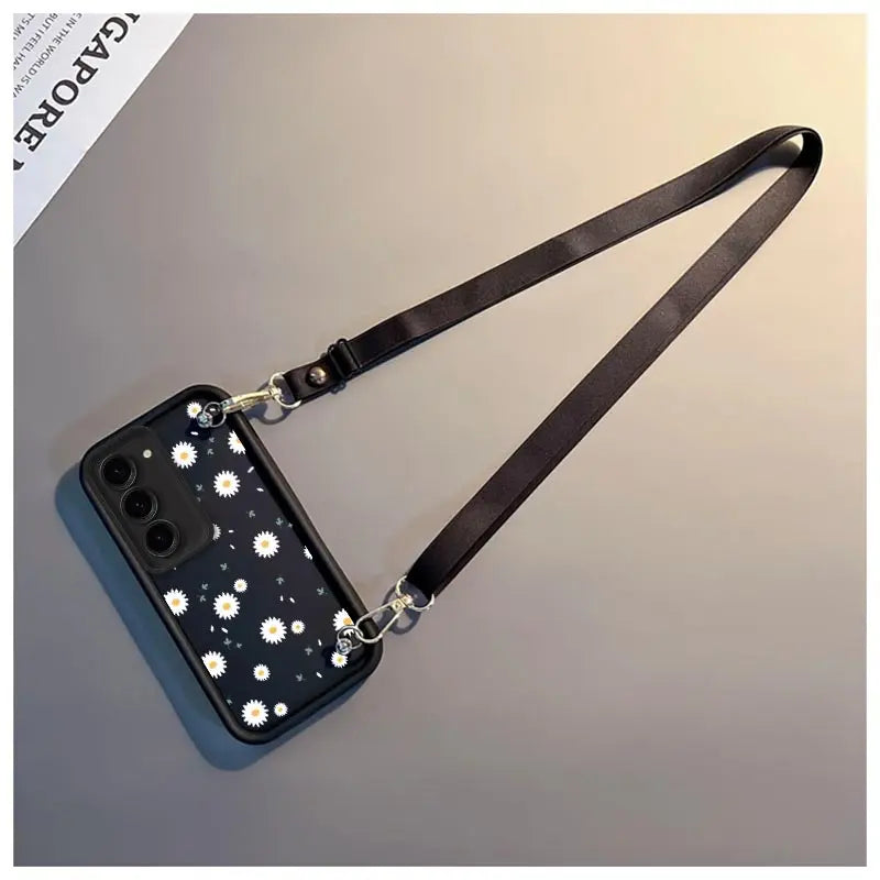 S 23 White Flower New Sky Eye Lanyard Phone Case For Samsung S23 S23FE S24 S24Plus S23Plus S21FE S22Plus S21 S22 S23Ultra Cover