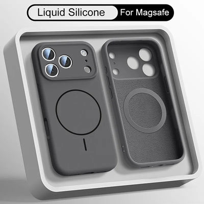 Luxury Liquid Silicone Case for iPhone 18 17 Air 16 16E 15 14 13 12 11 Pro Max Soft For Magsafe Magnet Shockproof Matte Cover