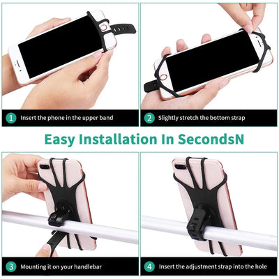 Safe 360 Rotatable Silicone Anti Slip Bike Motorcycle Phone Holder Pull Type Bracket for All Phones Stand Kit Set Case