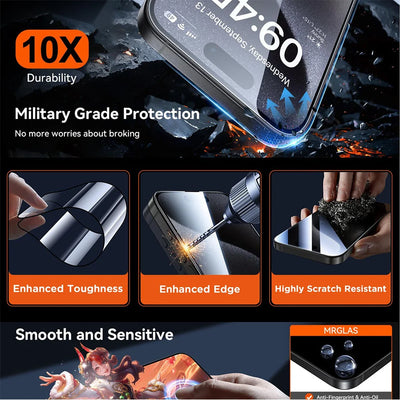3-1Pcs Dust Free Installation Privacy Screen Protector For IPhone 17 16 14 11 12 13 15 Pro Max 16 Plus XR Air Anti-spy Glass Box