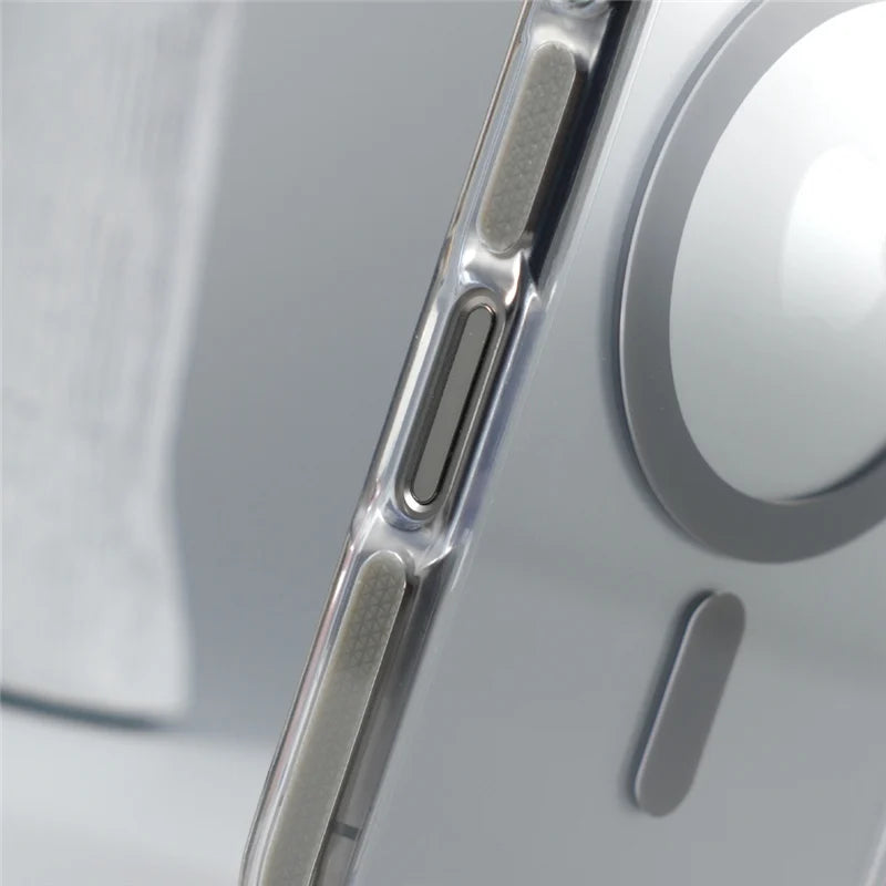 Luxury Camera Lens Holder Clear for Wireless Charge Magsafe Cases For iPhone 18Pro 17 16 15Pro Max Clear Shockproof Cover
