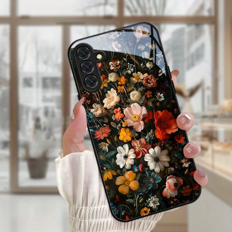 Hard Glass Honeybee Flower Case For Samsung Galaxy S26 Ultra Case Samsung S24 S22 S25 Ultra S 26 Plus S23 S20 S21 FE Cases Cover