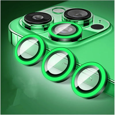 Luminous Metal Ring Tempered Glass Camera Lens Protector for IPhone 16 15 14 13 11 Pro Max Plus 12 Mini 16Pro Lens Film Cover