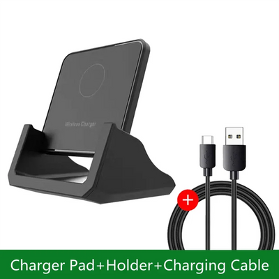 Fast Wireless Charger Pad + Holder for iPhone 17 15 14 13 12 11 Pro Max XR Samsung Galaxy Xiaomi Wireless Charging Dock Station