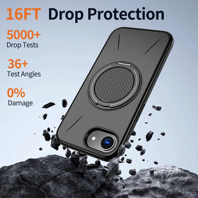 Phone Case For iPhone 17E 16E 360° Rotating Magnetic Stand Holder For Magsafe Deluxe Shockproof Bracket Covers Armor Fundas