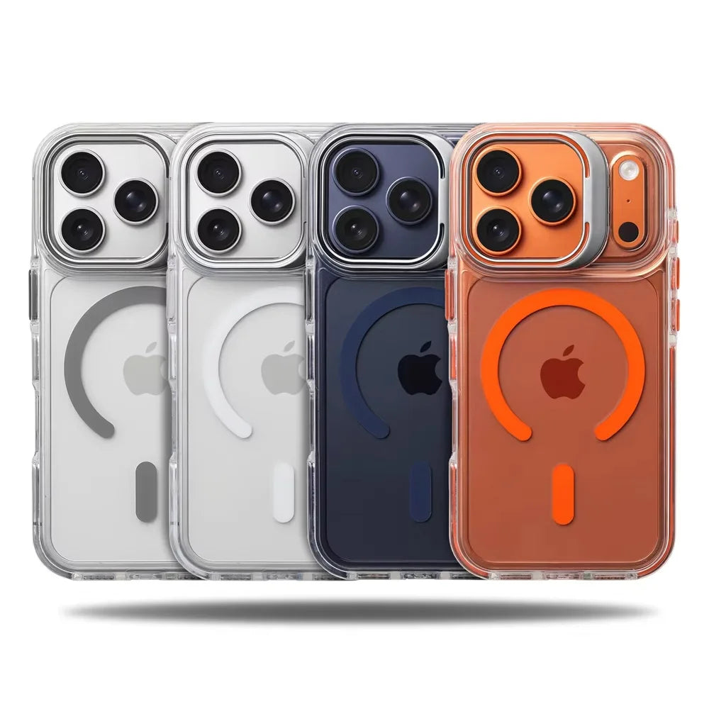 For MagSafe Clear Kickstand Case for iPhone 18 17Pro Max 17Air 16 15 14 13 12 Magnetic Shockproof Transparent Camera Stand Cover
