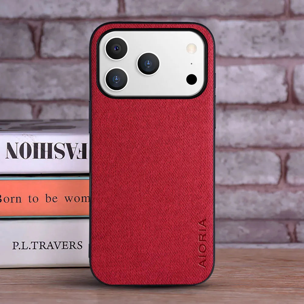 Case For iPhone 17 Pro Max 17 Air Coque Luxury Textile Leather Cover Fashion Phone Funda for iphone 17 pro max case capa