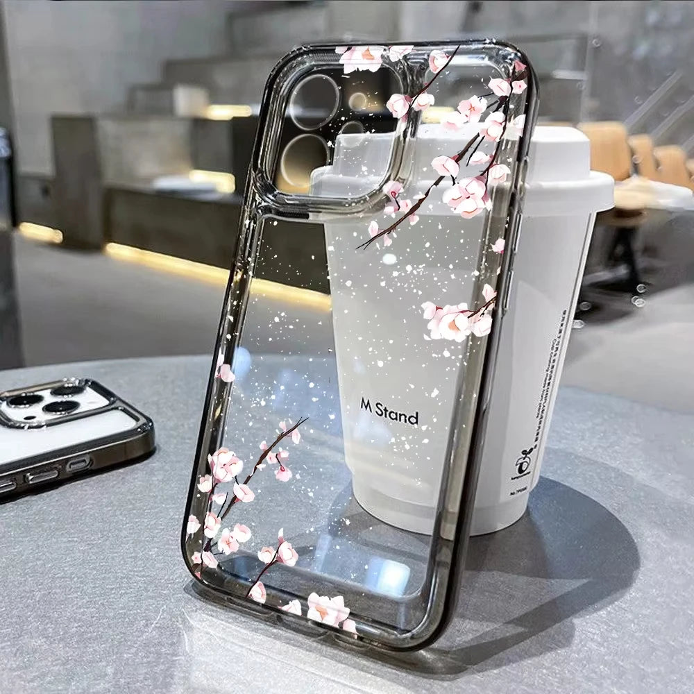 Lotus Flower Transparent Phone Case For iPhone 17 13 16 Pro 18 15 11 12 14 Pro Max 7 8 Plus Air 16e XR SE Shockproof Cover Coque