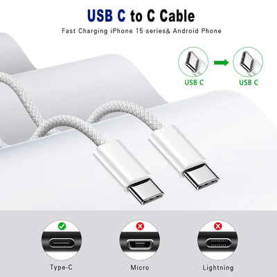Type C to Type C Fast Charging PD 60W 1m 2m Mobile Phone Date Cable For Iphone15 16 17 Samsung Huawei USB C to C  Charger Cable