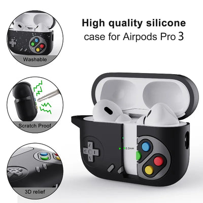 For AirPods Pro3 2025 Pro2 4 3 2 1 Shockproof Headphone Case 3D Creative Silicone Game Console Earphone Cover Protective Sleeve