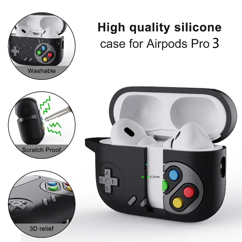 For AirPods Pro3 2025 Pro2 4 3 2 1 Shockproof Headphone Case 3D Creative Silicone Game Console Earphone Cover Protective Sleeve