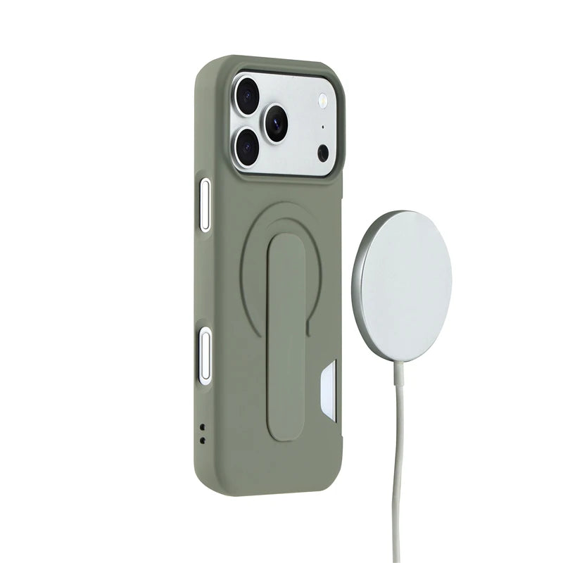 Soft Liquid Silicone Magnetic Case for Magsafe iPhone 17 16 15 14 13 Pro Max Strap Holder Card Slot Shockproof Cover