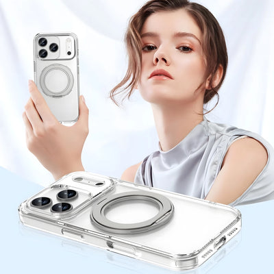 Magnetic Phone Case with 360° Rotating Ring Stand,Shockproof, Anti-Yellowing, Clear Case Crystal Clear to Show Original Color,Compatible with iPhone 17 Pro Max,16 Pro,15,14,13 Series,Perfect Gift with Wireless Charging Suppo